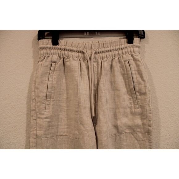 Athleta Retreat Linen High Rise Wide Leg Pant oatmeal size xxsmall - Picture 4 of 11